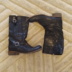 Anthro Fur Lined Moto Boots